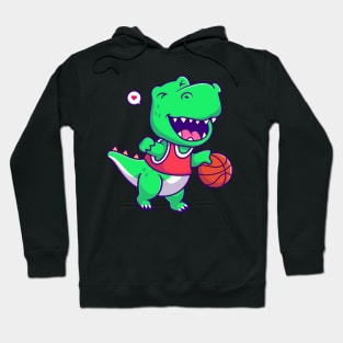 cute dinosaur playing basketball Hoodie